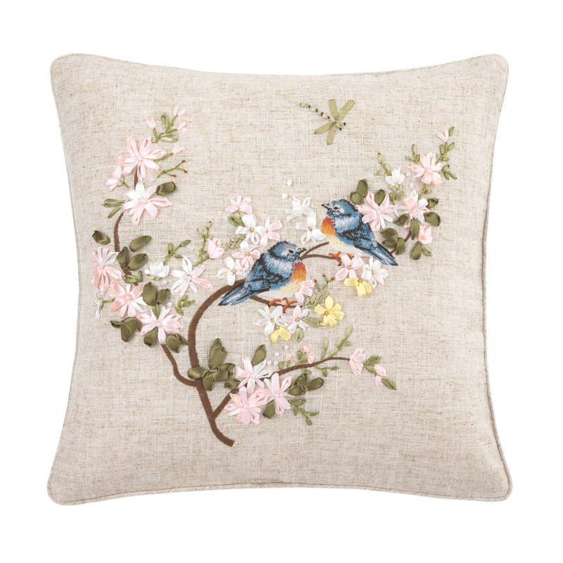 Bluebird Hand Crafted Ribbon Easter Spring Art Pillow