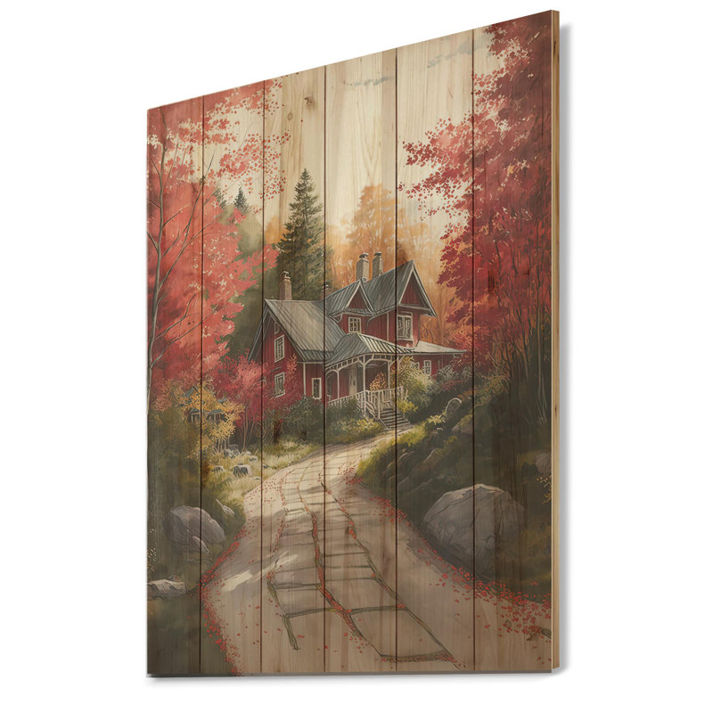 Feuillage d'automne au chalet II - impression, H 40 po x l 30 po x P 1,5 po
