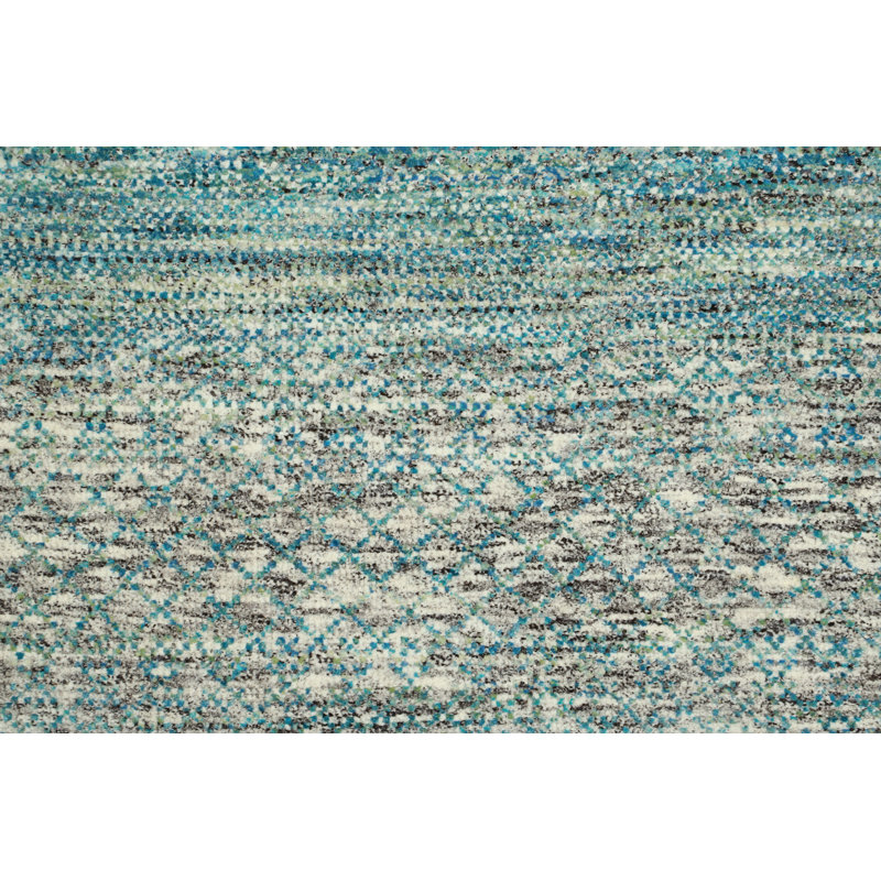 Tapis turquoise et sable noué à la main de haute qualité, Tapis de couloir 2 pi 8 po x 14 pi