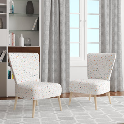 Modern Upholstered Chair - Micro Dashes colorful Beige Side Chair