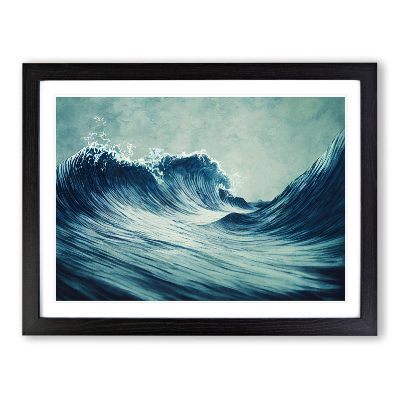 Evolving Japanese Wave - Framed Print, Black, 46cm H x 64cm W x 2cm D