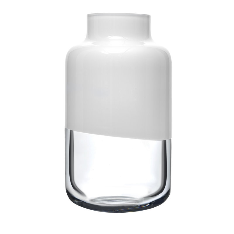 Magnolia Handmade Lead Free Crystal Table Vase, Opal White, overall height- 12.5"