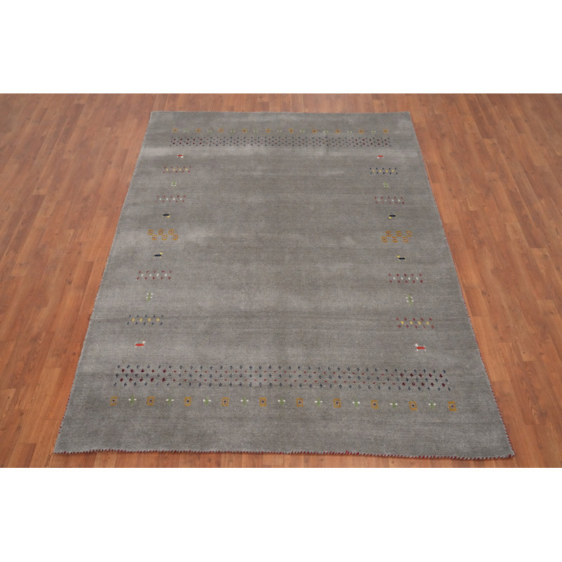 Tapis tribal en laine fabriqué à la main de style Gabbeh 6 x 8
