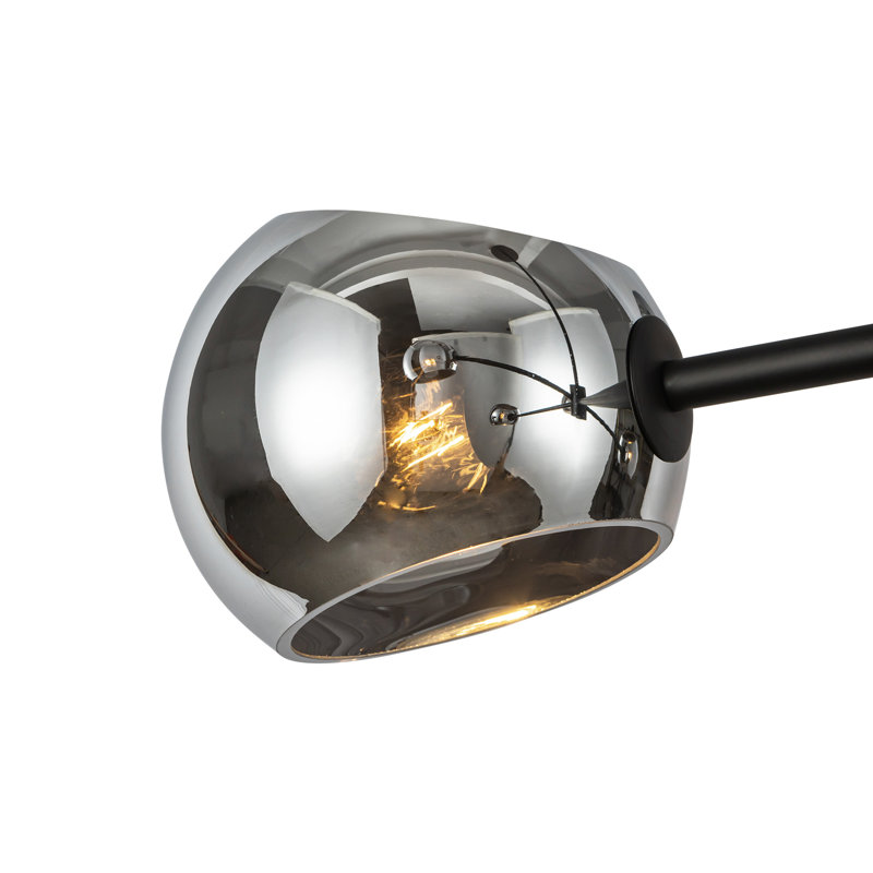 Lustre sphérique spoutnik 6 lumières Willow, Noir mat, Fumée