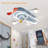 25" 7- Blade LED Flush Mount Ceiling Fan with Remote Control and Light Kit Blue Aircraft Fanfor Kidroom
