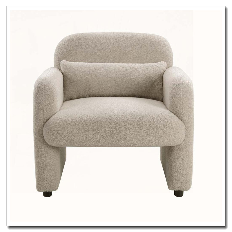 Fauteuil décoratif rembourré en tissu Boucle, Taupe