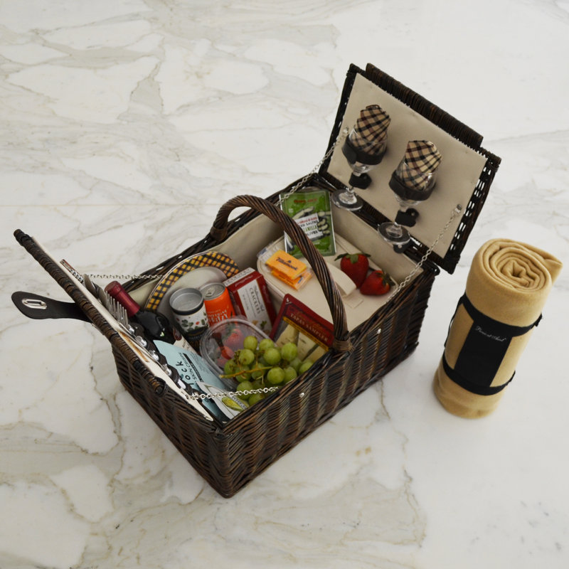 Panier de pique-nique avec couverture pour deux, Tissu écossais de Londres