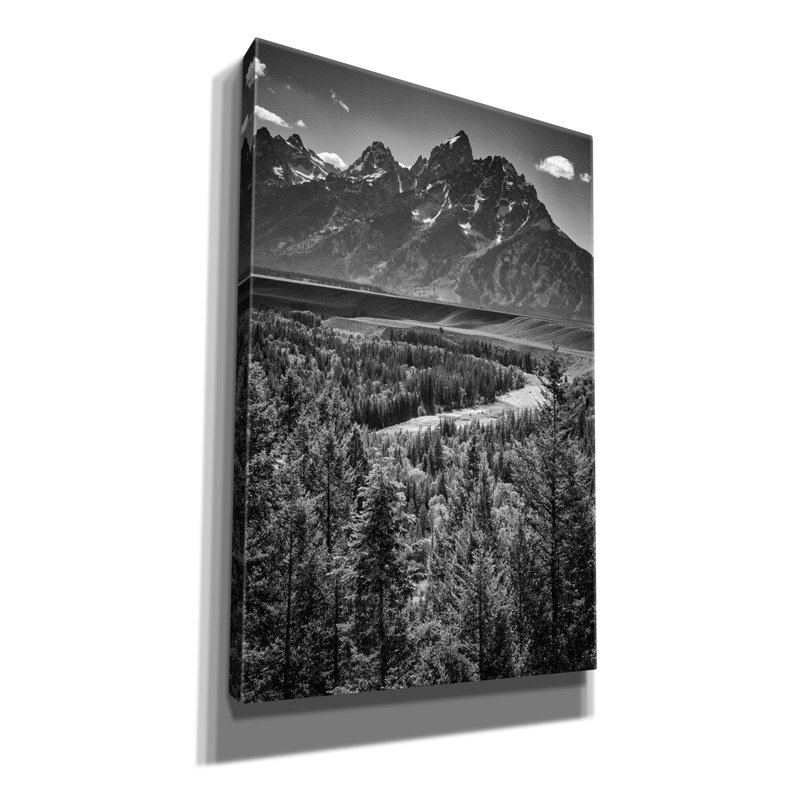 «Grand Teton Monochrome» par Rick Berk, art mural sur toile, H 40 po x l 26 po x P 1,5 po