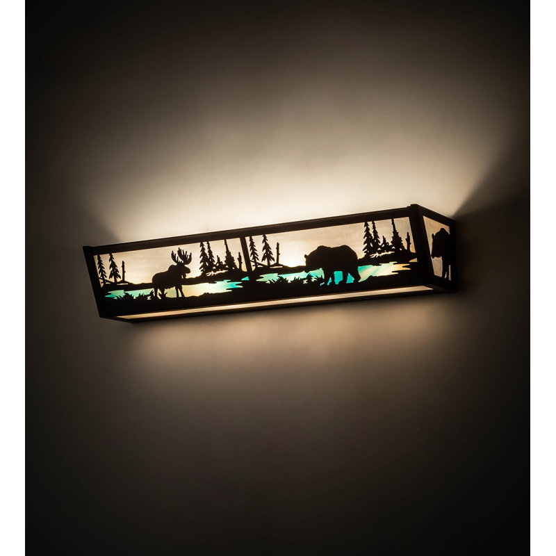 Rustic Lodge 4 - Light LED Vanity Light, Black/Orange