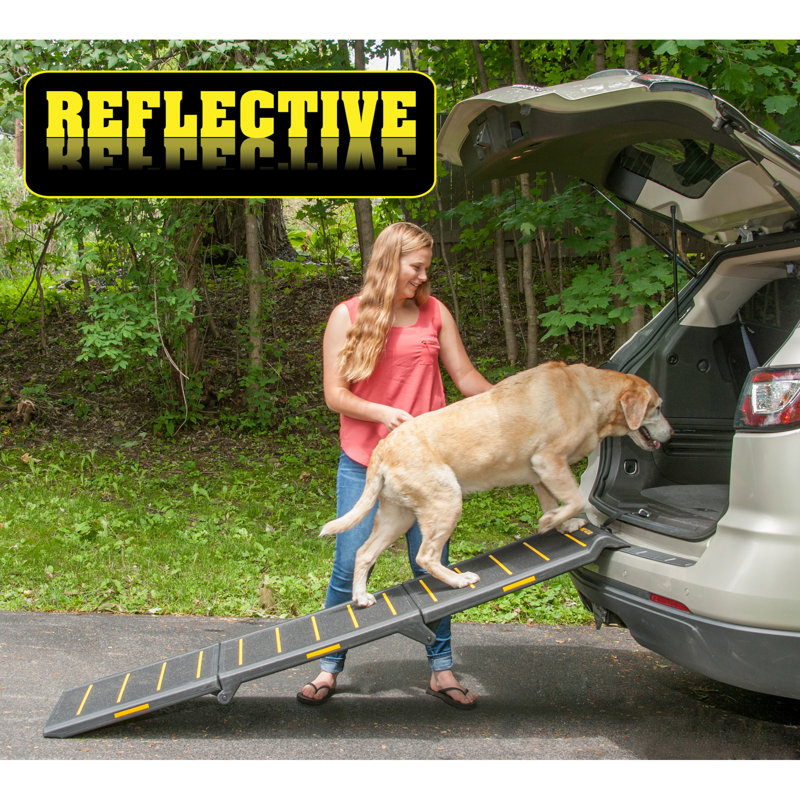 Black and Yellow Reflective Tri-Fold Pet Ramp