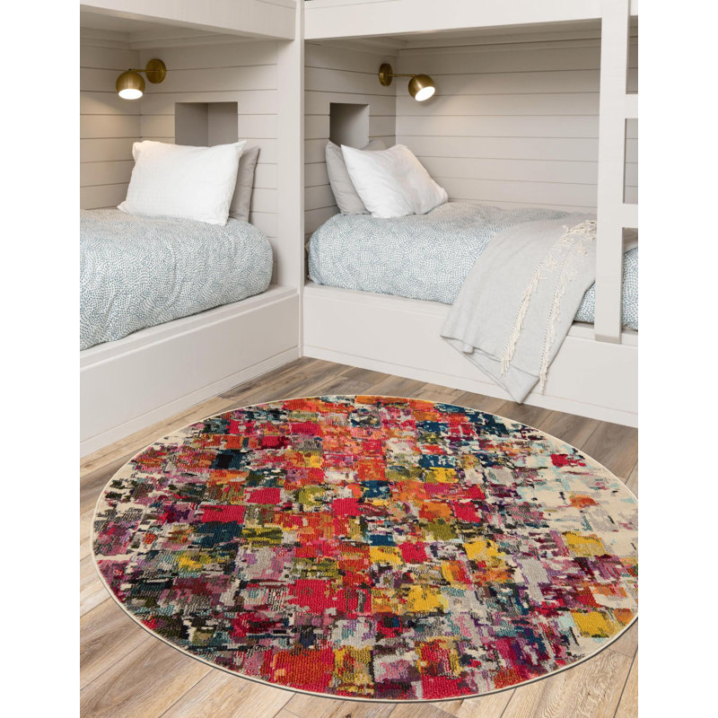 Rizer Washable Abstract Indoor Rug, Round 6'1"
