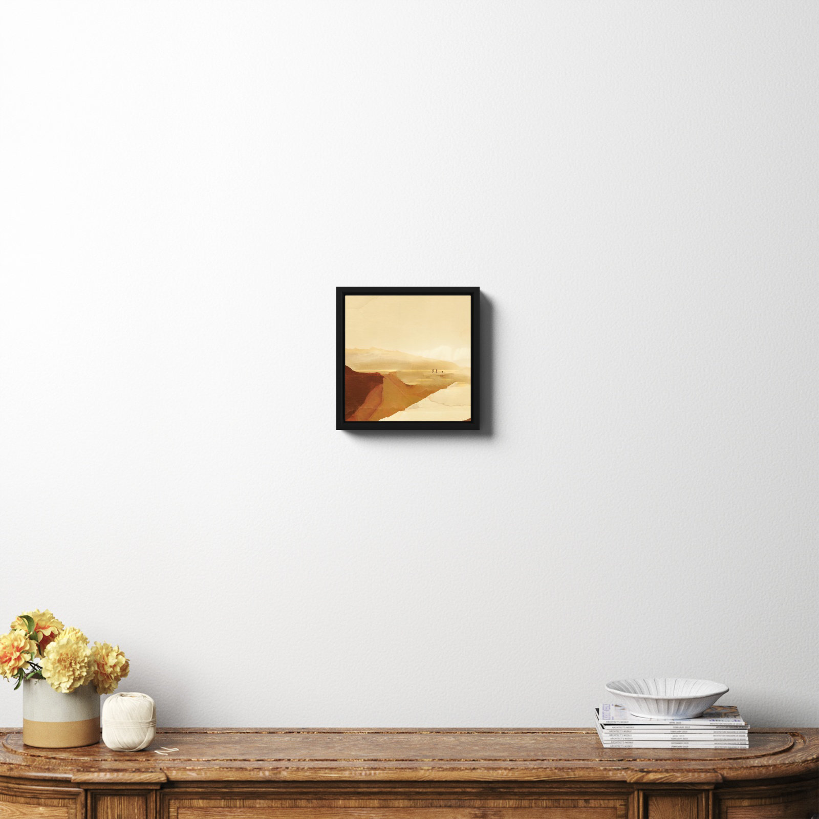 Sunset Walk, Black Framed Canvas, No, 12" H x 12" W x 2" D