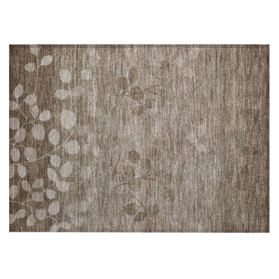 Machine Washable Indoor/Outdoor Xhevrie Taupe Rug