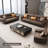 Coffee Genuine Leather Modular Sofa cushion couch