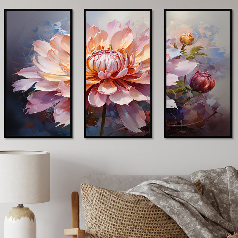 Fleurs de lotus de la pureté - ensemble d'art mural lotus, Cadre flottant noir, H 40 po x l 60 po x P 1 po