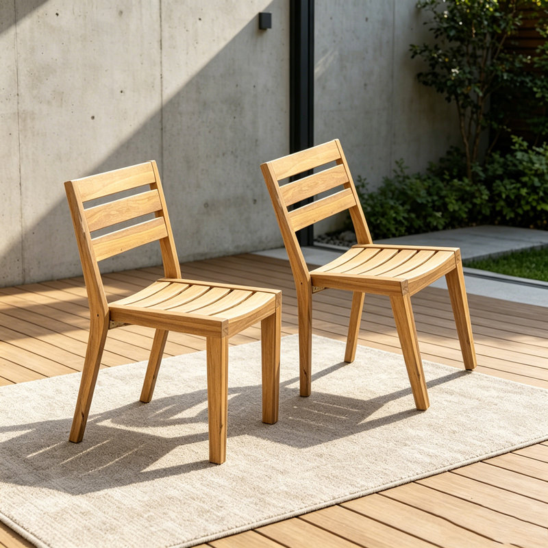 Chaise d'appoint d'extérieur en bois d'acacia