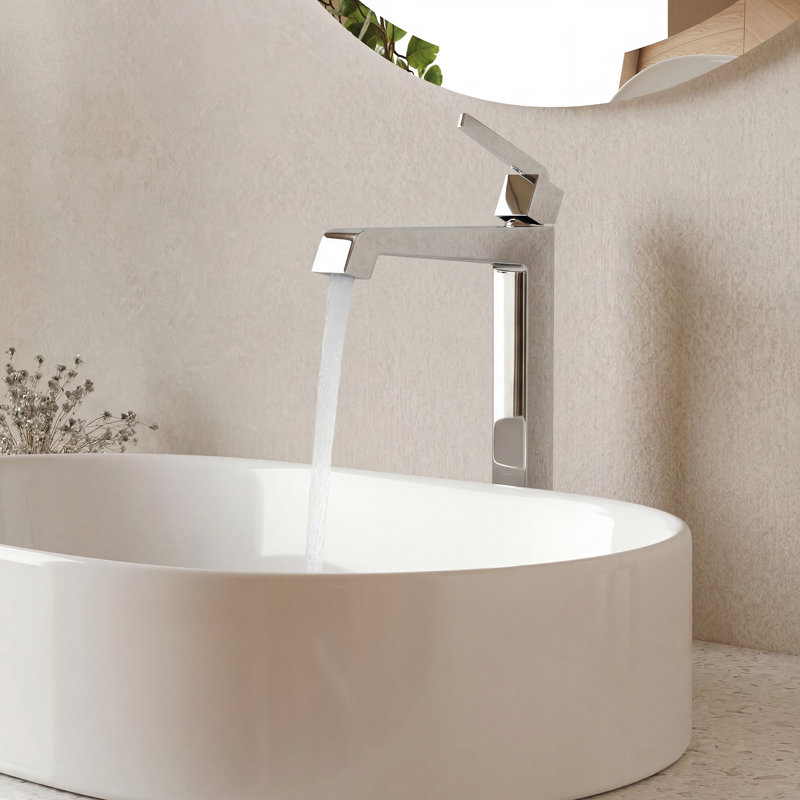 Single Hole Vessel Bathroom Faucet with Drain Assembly, Single Handle Vessel Bathroom Sink Faucet, Chrome