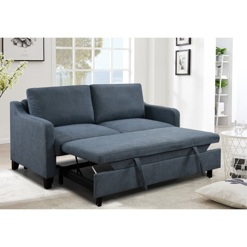 Canapé-lit ferme convertible 3 en 1 Zaryab, Polyester bleu foncé
