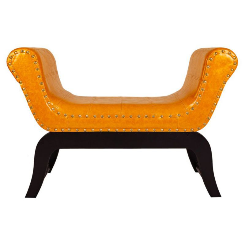 Upholstered Bench, Orange, 100% synthetic skin.