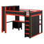 Lit mezzanine en bois avec garde-robe et bureau, lit mezzanine peu encombrant avec tête de rangement avec port de chargement USB
