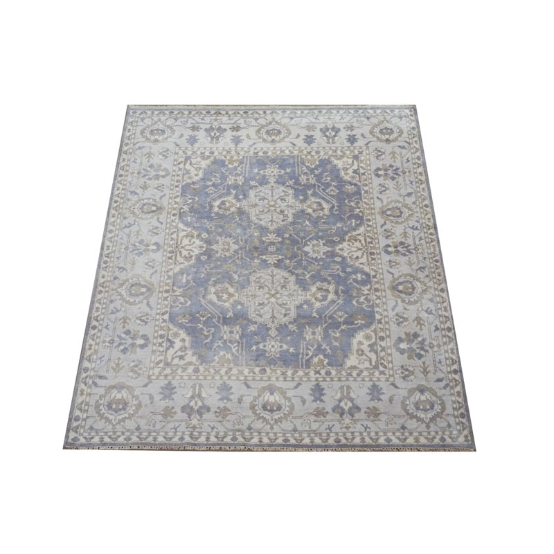 Tapis gris noué à la main 8 x 10 Oushak