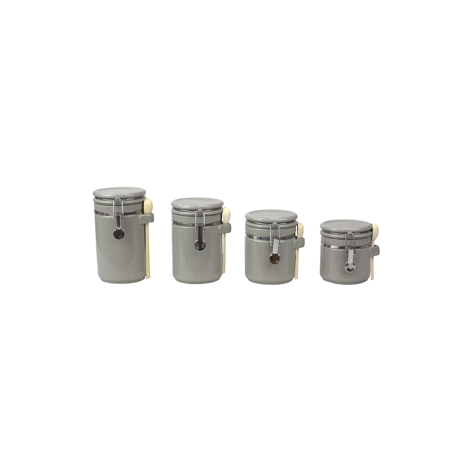Glass Canister - Set of 4, Gray