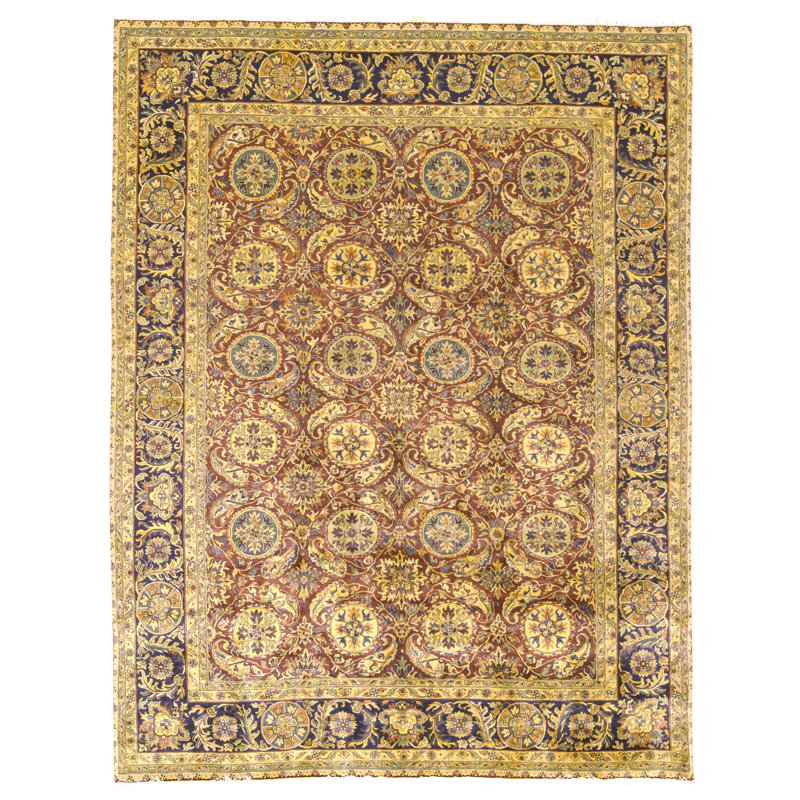 Tapis rouge et bleu noué à la main de haute qualité