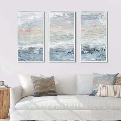 " Gray Abstract Watercolor II " 3 - Pieces