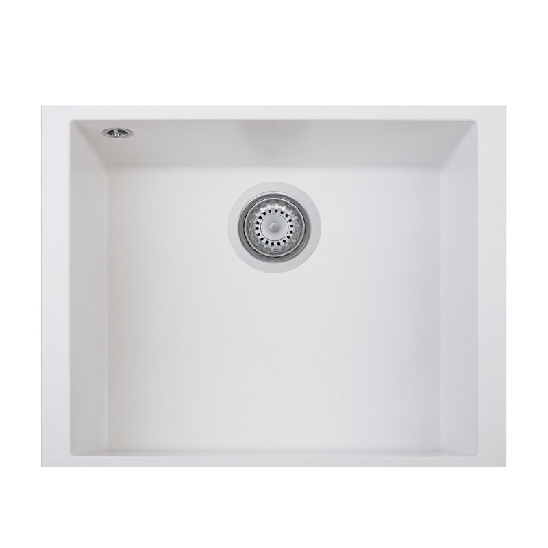 Belfry Kitchen Christiansen 500mm W Single Bowl Granite Undermount Kitchen Sink, White Milk