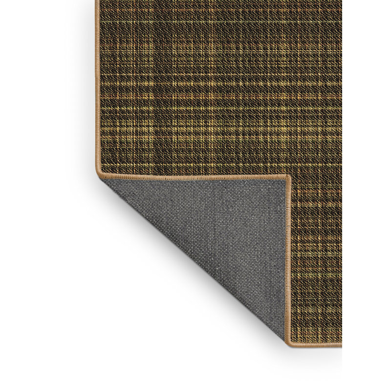 Tapis brun en laine à carreaux, Rectangle 5 pi x 8 pi