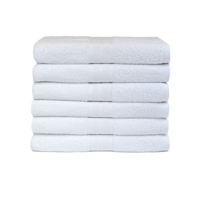 Ensemble 6 serviettes de bain 100% coton 6 pièces, Blanc brillant