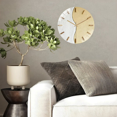 12" Round Tempered Glass Wall Clock with Silent Quartz Movement