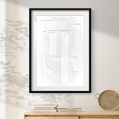 White Geometric I -Framed Print