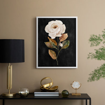 «Botanical on Black Wash II», reproduction encadrée - bois massif