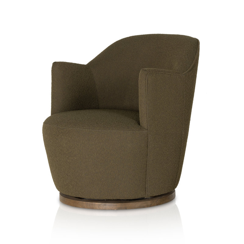 Aurora Wide Swivel Armchair, Fiqa Olive Boucle