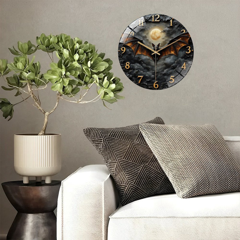 Horloge murale Batthema pour décoration d'Halloween - Horloge murale 12 po