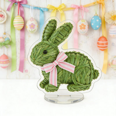 Blue Hydrangea Easter Bunny Decor 20cm Artificial Floral Bunny Figurine With Bow  Spring  Easter Home Tabletop Decor 2d