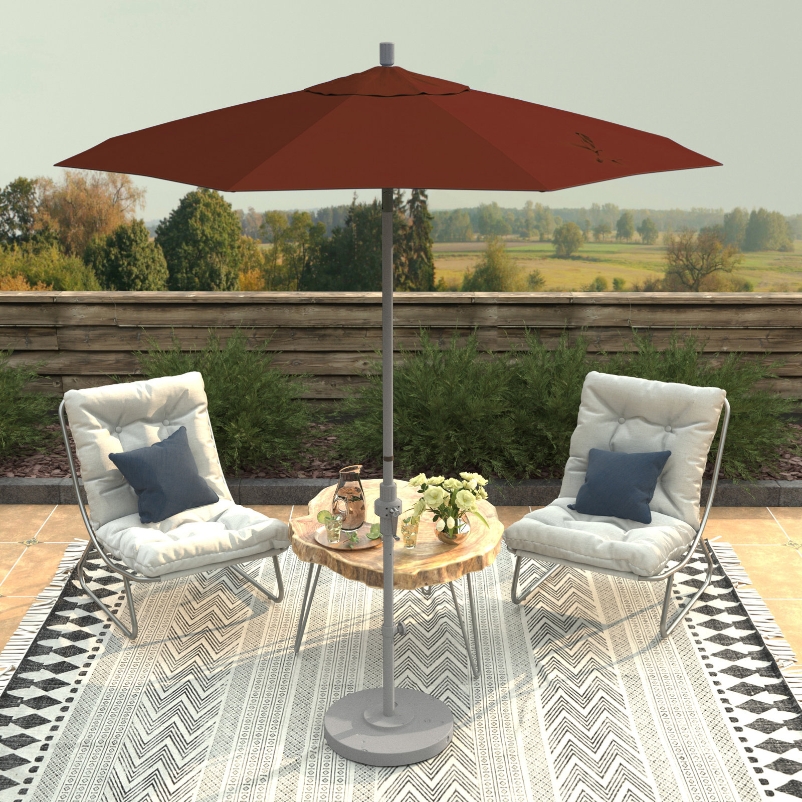 9' Umbrella, Brick Performance Canvas