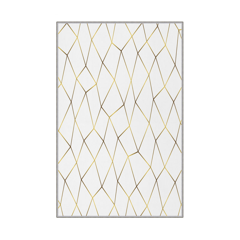 Tapis luxueux 100% polyester 5,2 x 7,5 pi, hauteur des poils de 0,4 po | Antibactérien, points antidérapants en PVC, lavable à la machine | Élégante impression numérique en 3D, parfaite pour le décor du salon et de la chambre à coucher