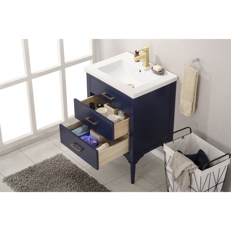 Ensemble de meuble-lavabo simple 24 po Gwenda, Bleu