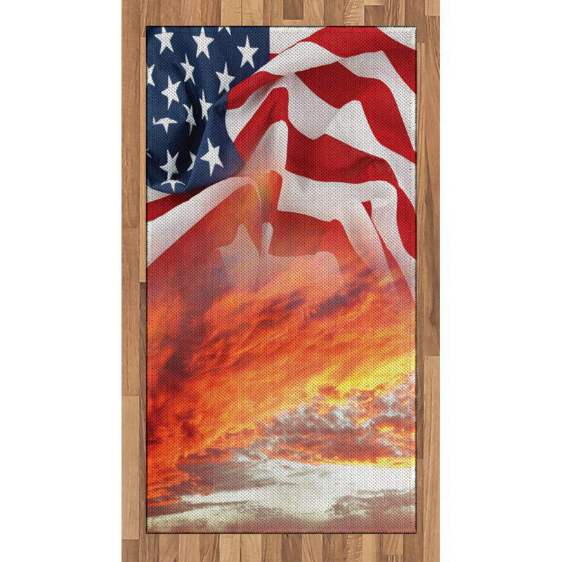 Tapis de zone rouge american flag, Rectangle 2 pi 7 po x 5 pi