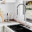 Spring Pull Down Sprayer Kitchen Faucet with Dual-Function Spray Head and Deck Plate-88382372