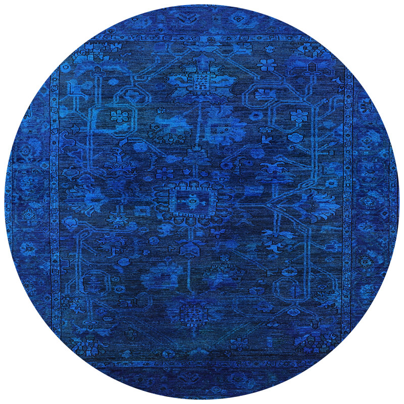Tapis oriental bleu foncé Gemius, Rond 5 pi