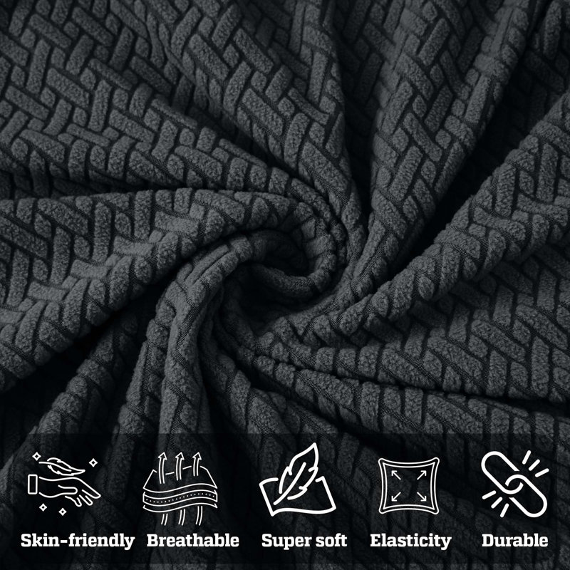 Luxury Stretchable Spandex Sofa Cover/Protector, Black, 179 cm H x 165 cm W x 7 cm D