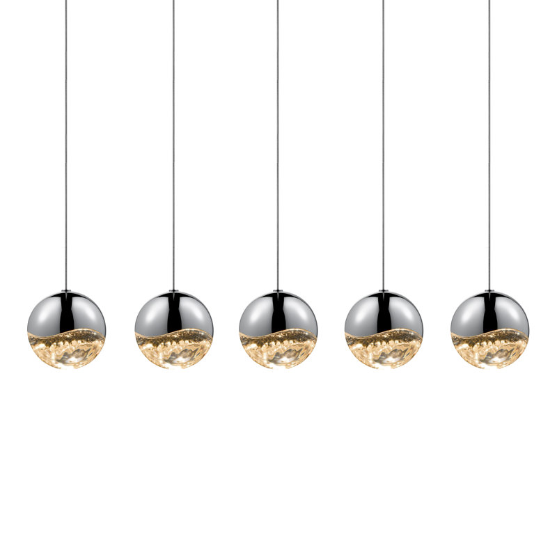 Grapes 5 - Light LED Pendant, Polished Chrome, 3.75" H x 37.75" W x 3.75" D