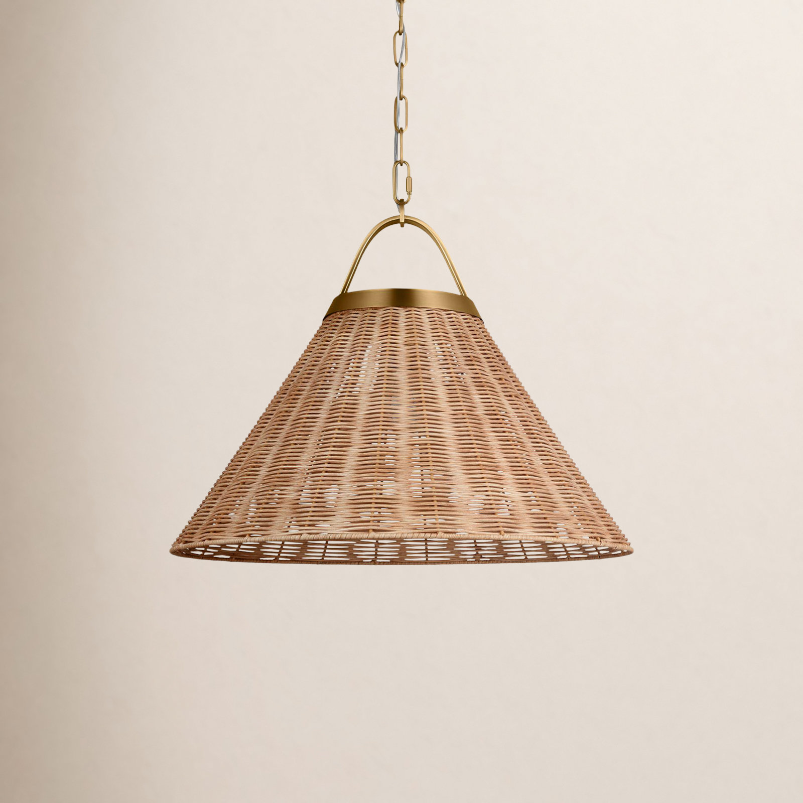 Darnaja Single Light Rattan Steel Dimmable Pendant, 17.75" H x 30" W x 30" D