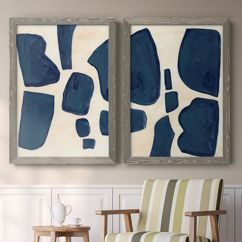 Pièces bleues I - Pièces bleues I - Impression sur toile 2 pièces, H 31,5 po x l 88 po x P 1,5 po, Gris