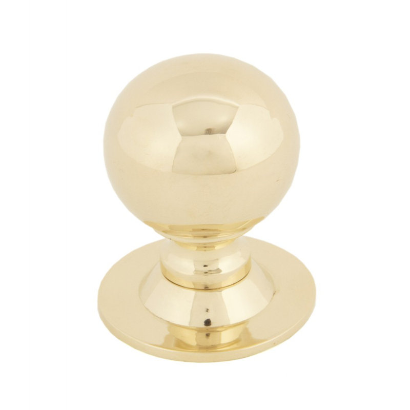 Ball Round Knob, Polished Brass, 3.1cm