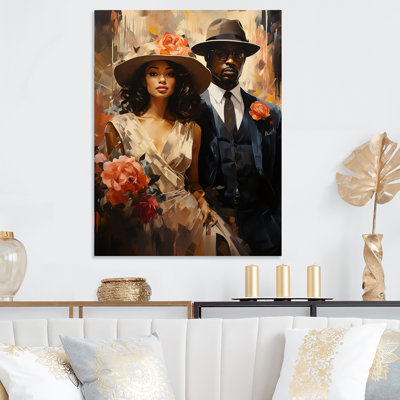 Gold Harlem Dynamic Jazz African American Couple II - Harlem Renaissance Metal Wall Art