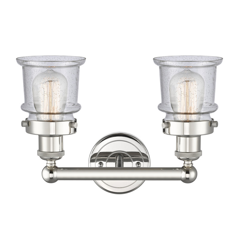 Petit meuble-lavabo pour salle de bain 2 lumières Cailen de la collection Edison, Granuleux, Nickel poli